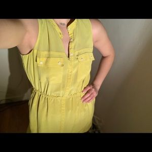 Madewell Silk Mustard Sleeveless Dress